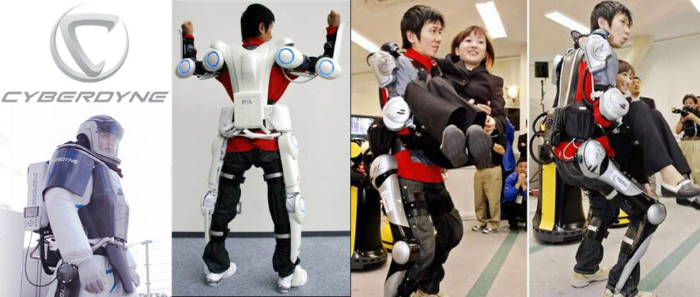 Various iterations of the HAL exoskeleton by CYBERDYNE