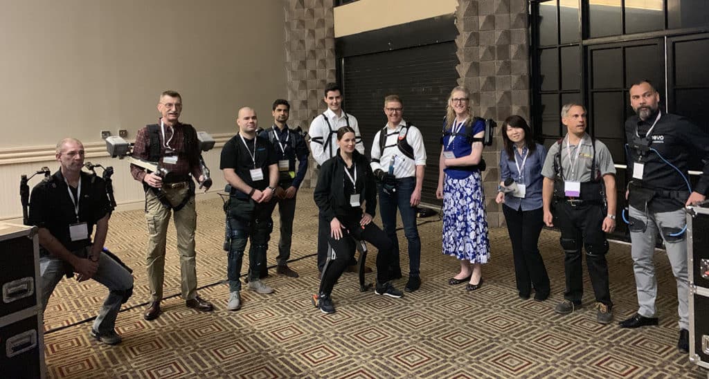 Behind the scenes with 11 unique exoskeletons preparing for the March of the Robots at WearRAcon19.