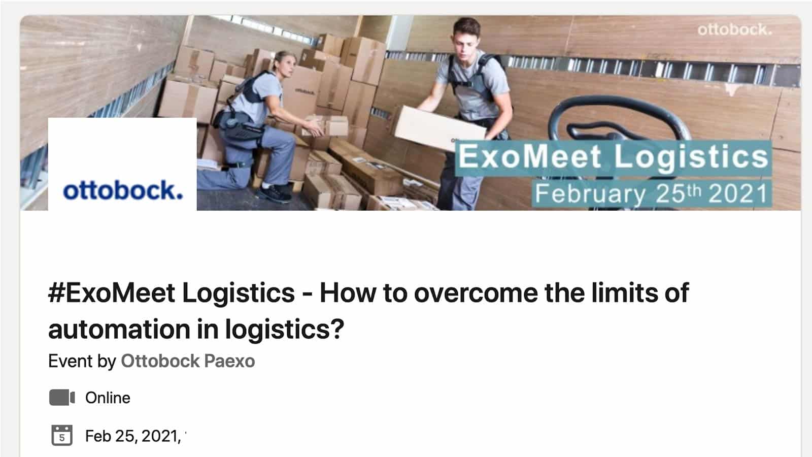 Webinar Ottobock ExoMeet Logistics Exoskeleton Event