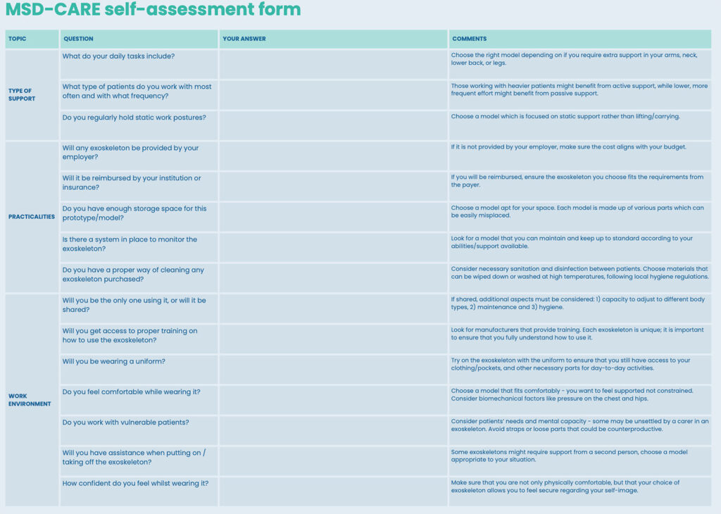 Exoskeleton Adoption Protocol MSD-CARE page 2