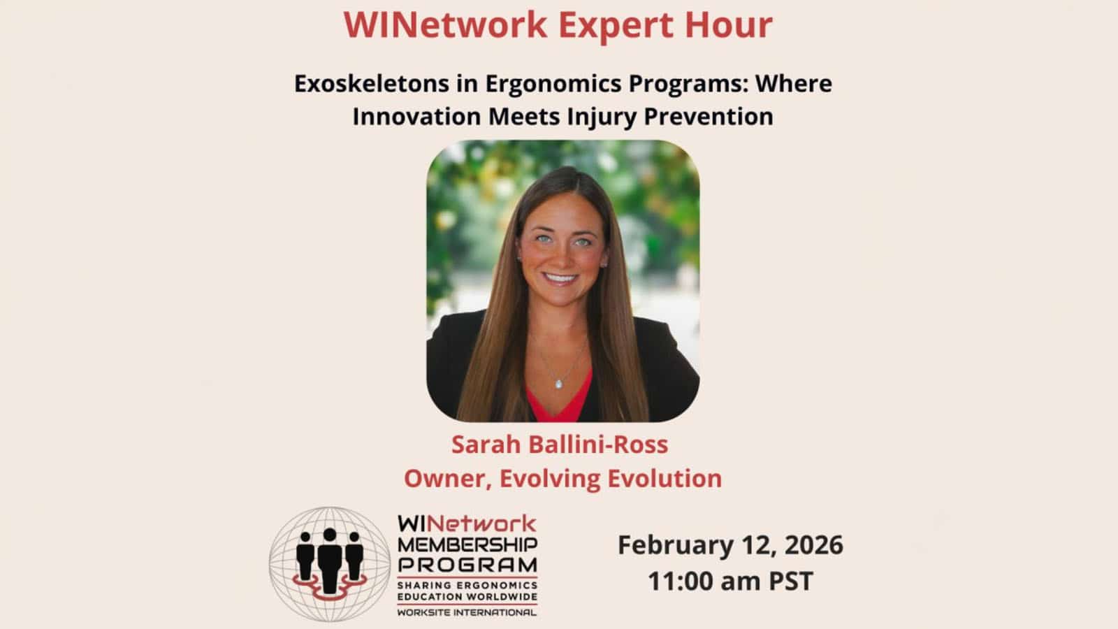 WINetwork Expert Hour Exoskeletons in Ergonomics Programs with Sarah Ballini-Ross 2026