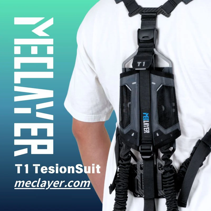 MecLayer T1 TensionSuit worn over a white shirt, viewed from behind.